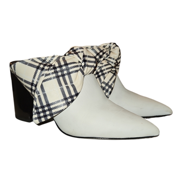 Self-Portrait Shoes - SELF-PORTRAIT | Lily Motor Bow Mules in White Leather ~ Size EU 37.5 / U…